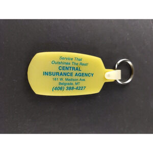 Central Insurance Agency Belgrade Montana Rubber Keychain Vintage